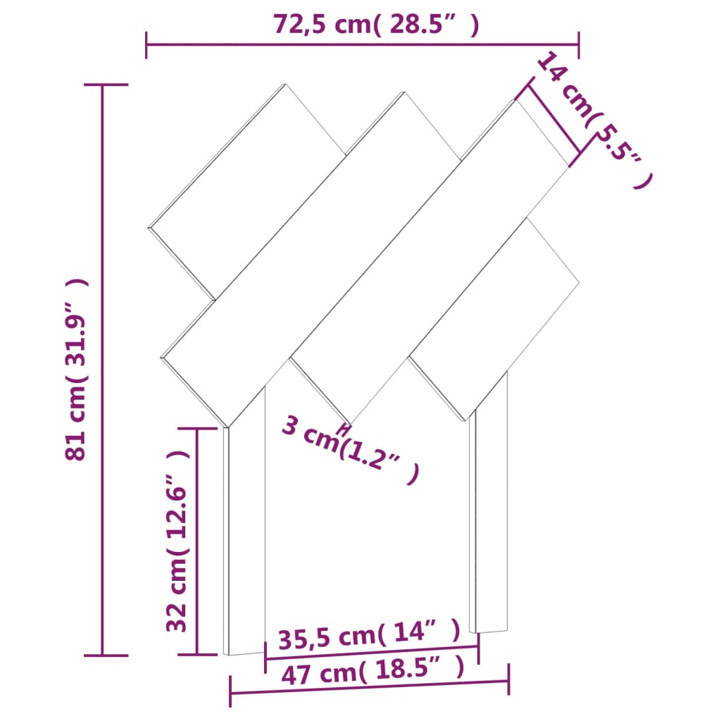 sengegærde 72,5x3x81 cm massivt fyrretræ grå