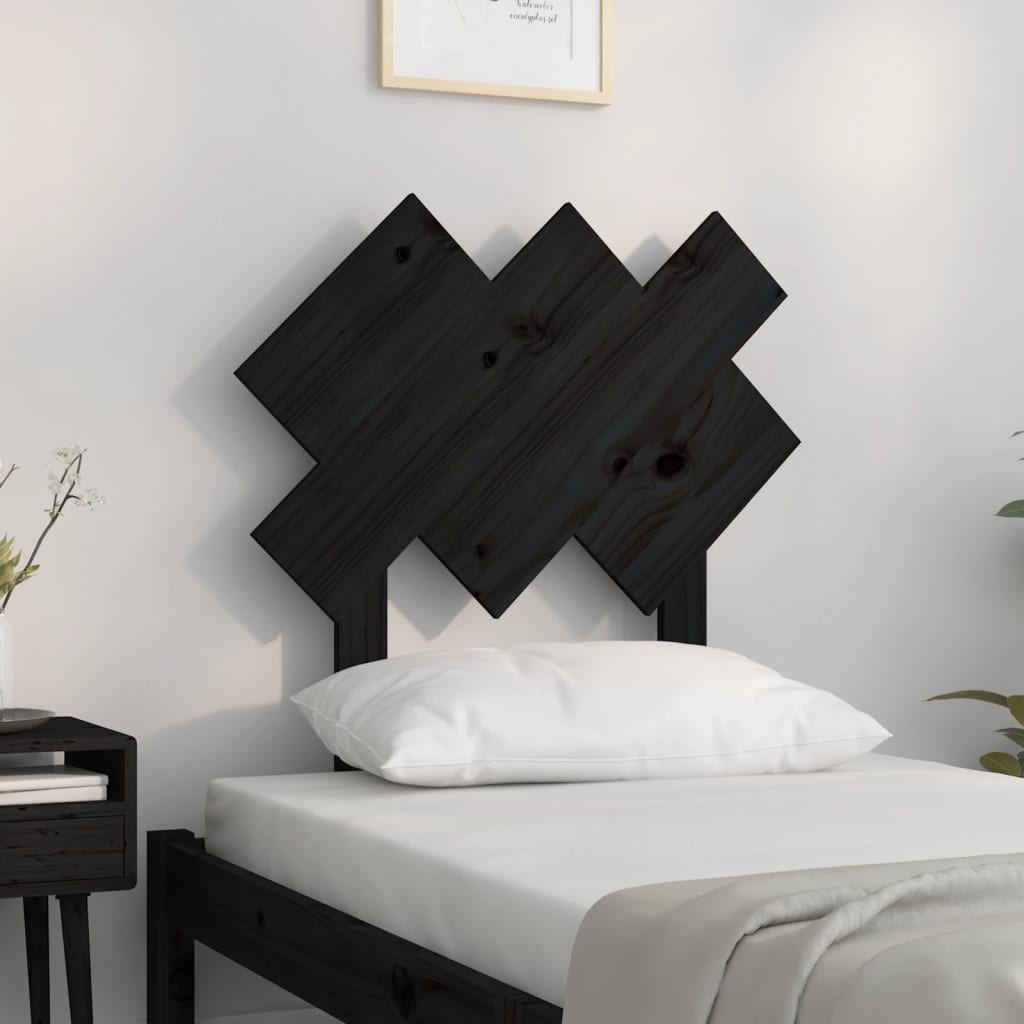 sengegærde 72,5x3x81 cm massivt fyrretræ sort