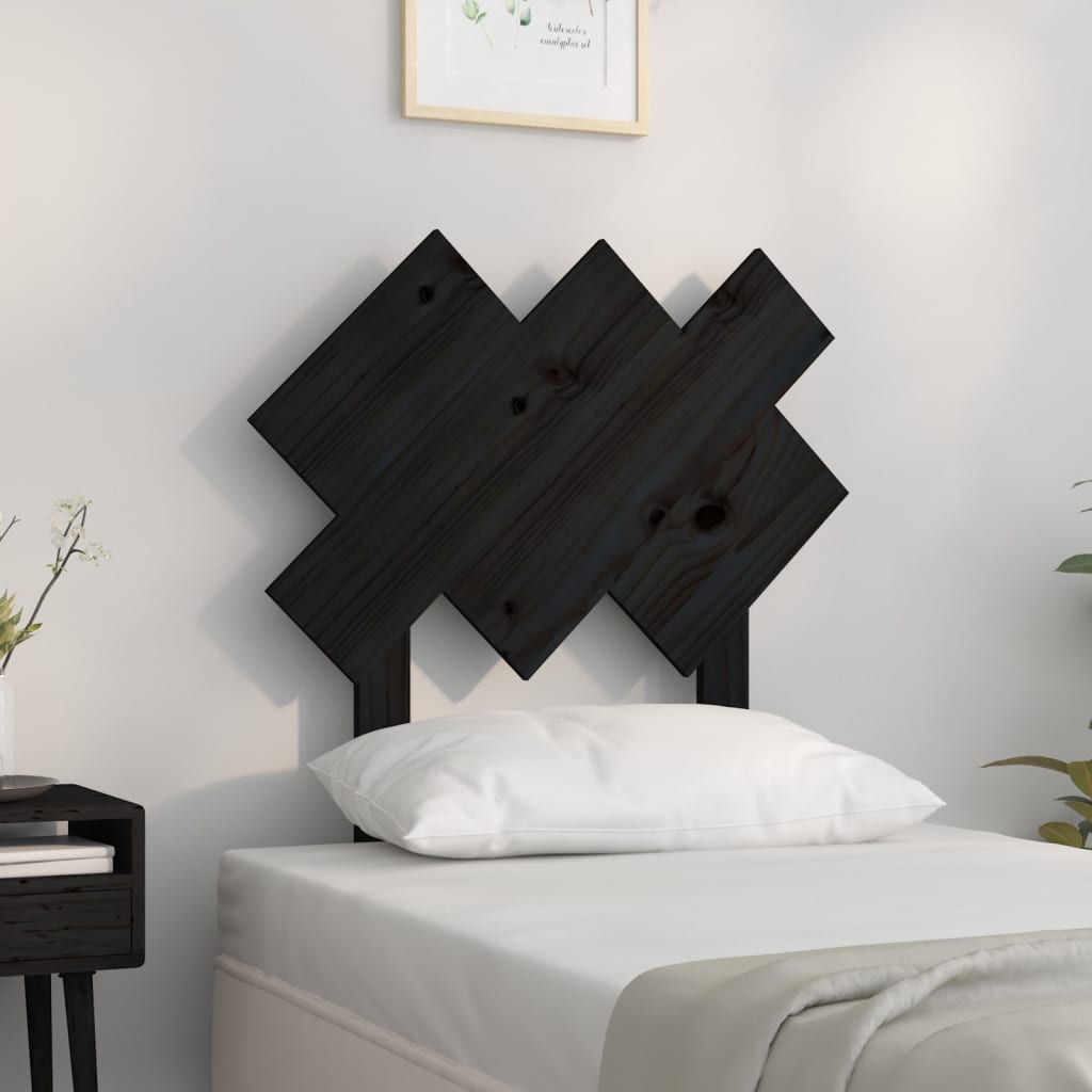 sengegærde 72,5x3x81 cm massivt fyrretræ sort