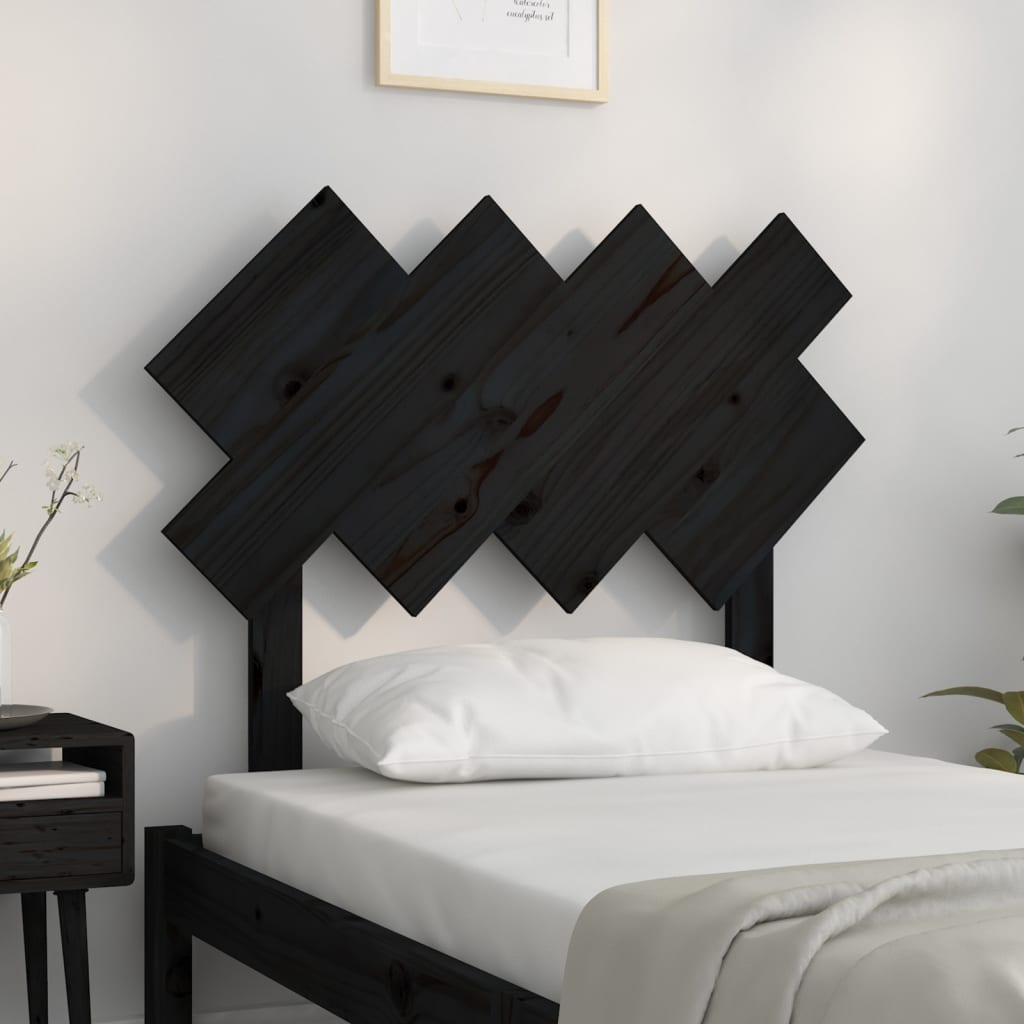 sengegærde 92x3x81 cm massivt fyrretræ sort