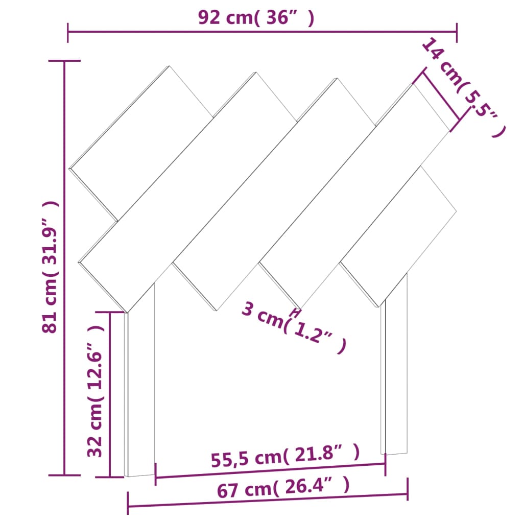 sengegærde 92x3x81 cm massivt fyrretræ sort