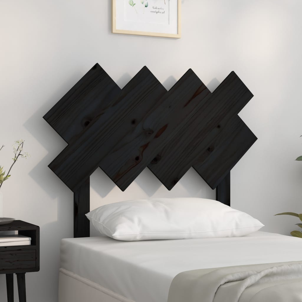 sengegærde 92x3x81 cm massivt fyrretræ sort