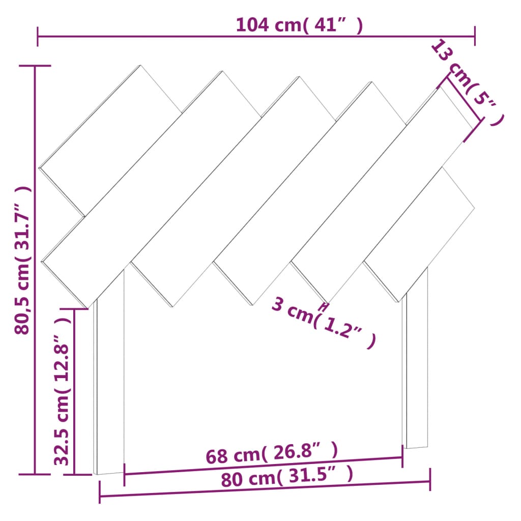 sengegærde 104x3x80,5 cm massivt fyrretræ grå