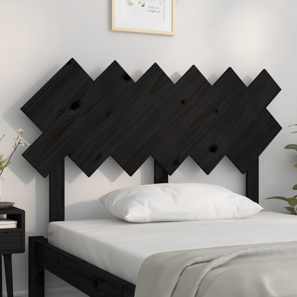 sengegærde 122,5x3x80,5 cm massivt fyrretræ sort