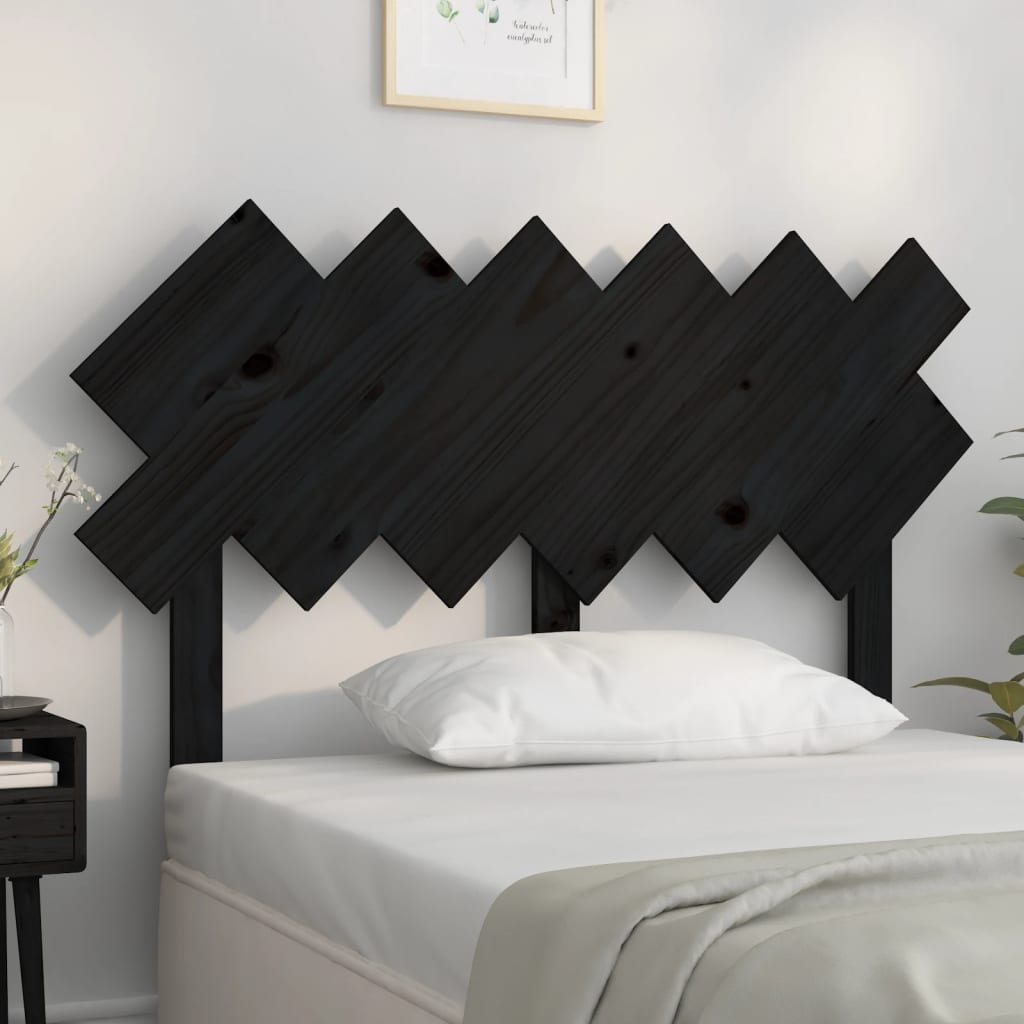 sengegærde 122,5x3x80,5 cm massivt fyrretræ sort