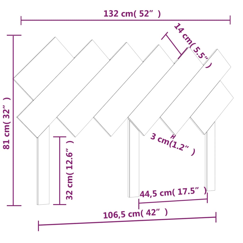 sengegærde 132x3x81 cm massivt fyrretræ hvid