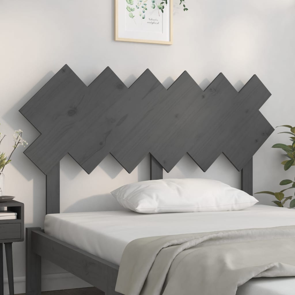 sengegærde 132x3x81 cm massivt fyrretræ grå
