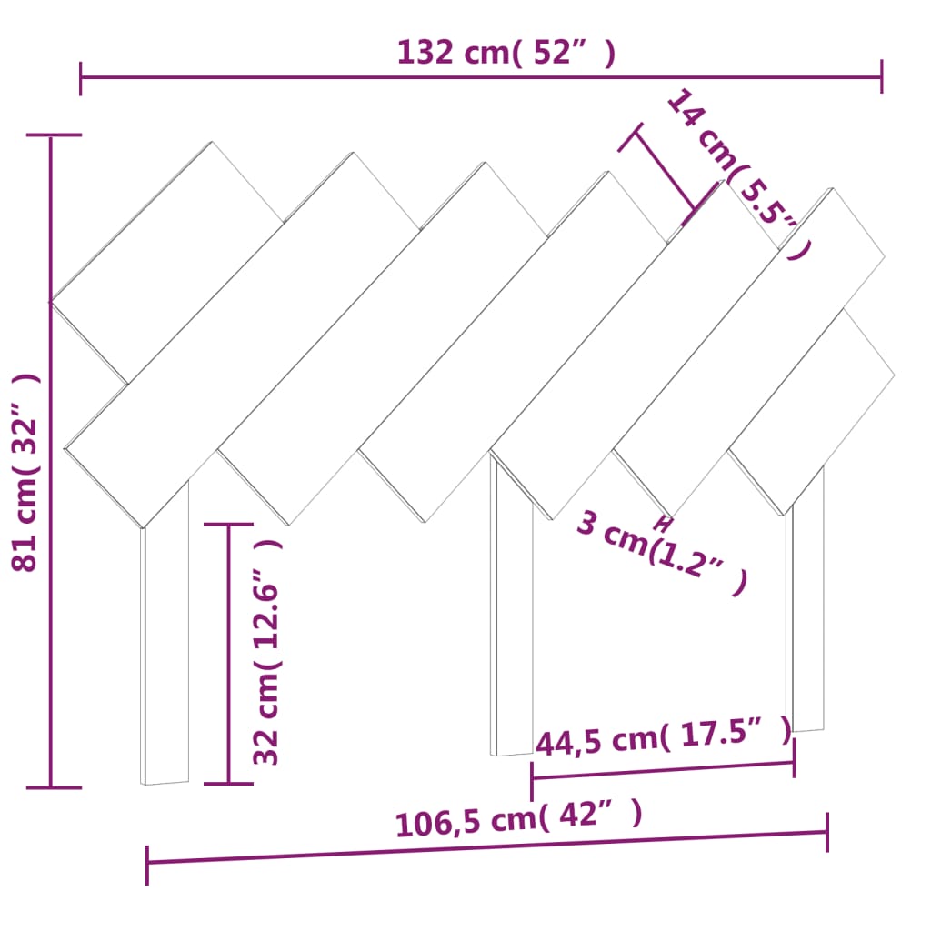 sengegærde 132x3x81 cm massivt fyrretræ grå