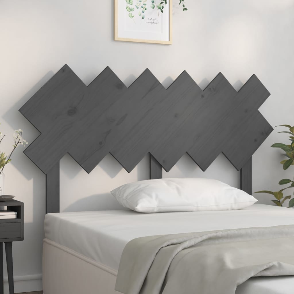sengegærde 132x3x81 cm massivt fyrretræ grå
