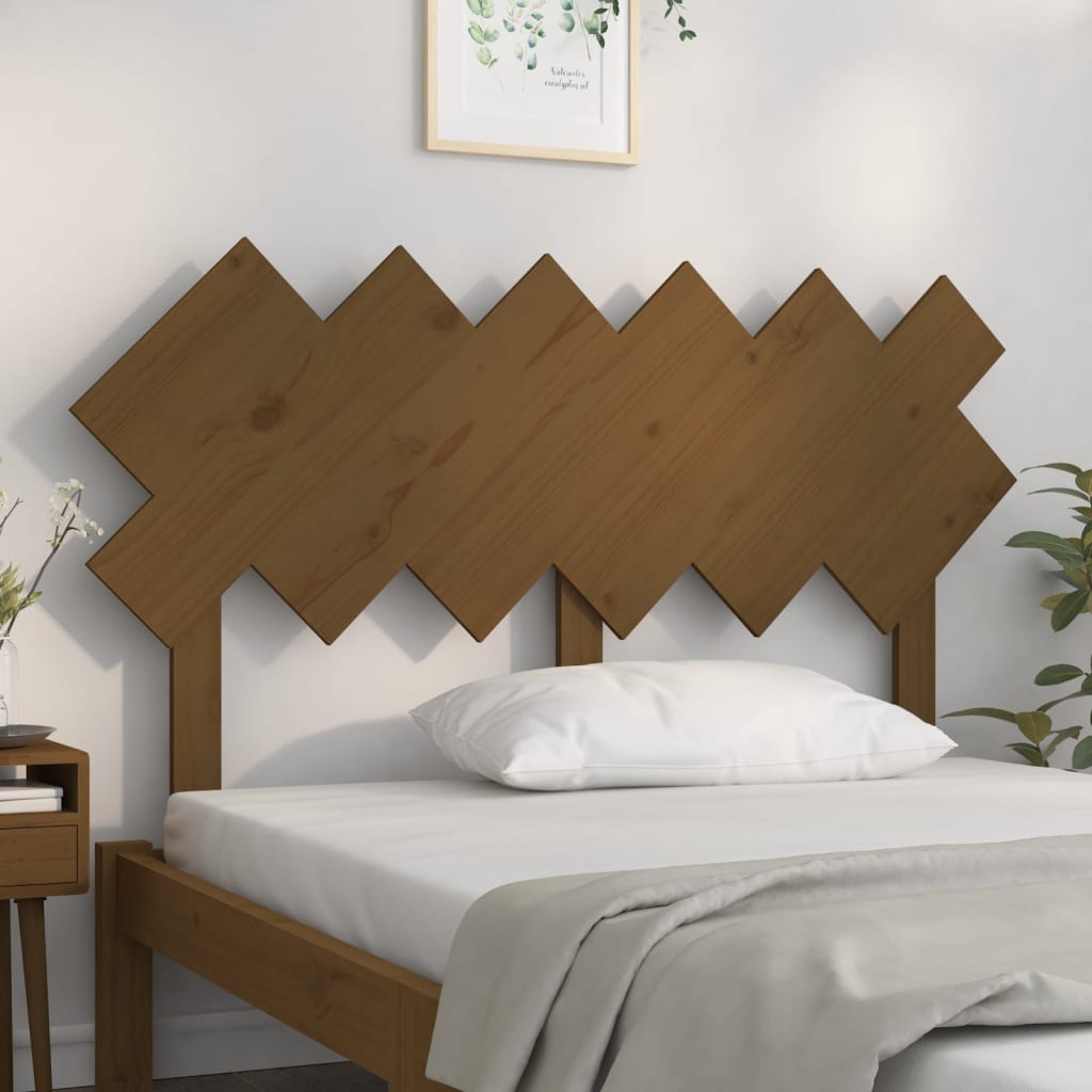 sengegærde 132x3x81 cm massivt fyrretræ gyldenbrun