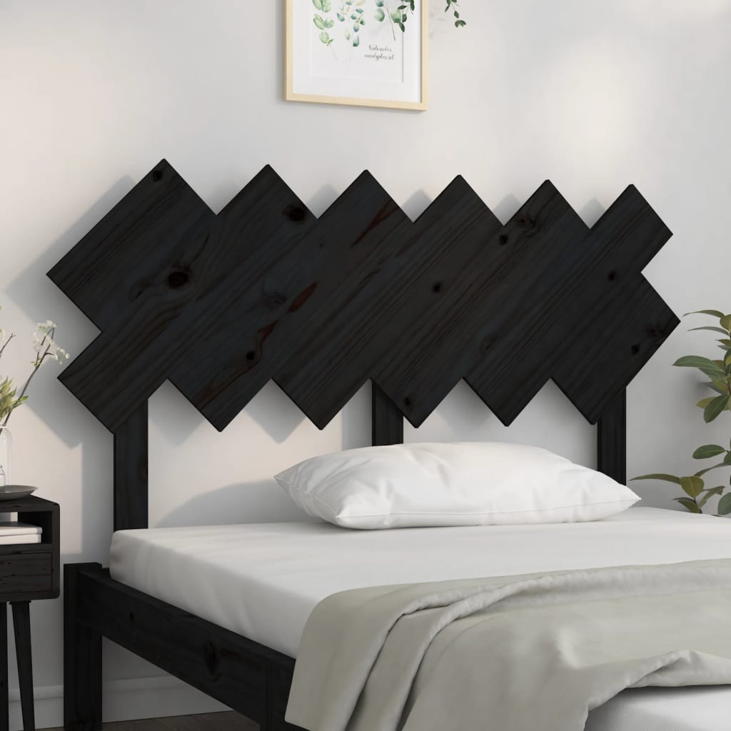 sengegærde 132x3x81 cm massivt fyrretræ sort