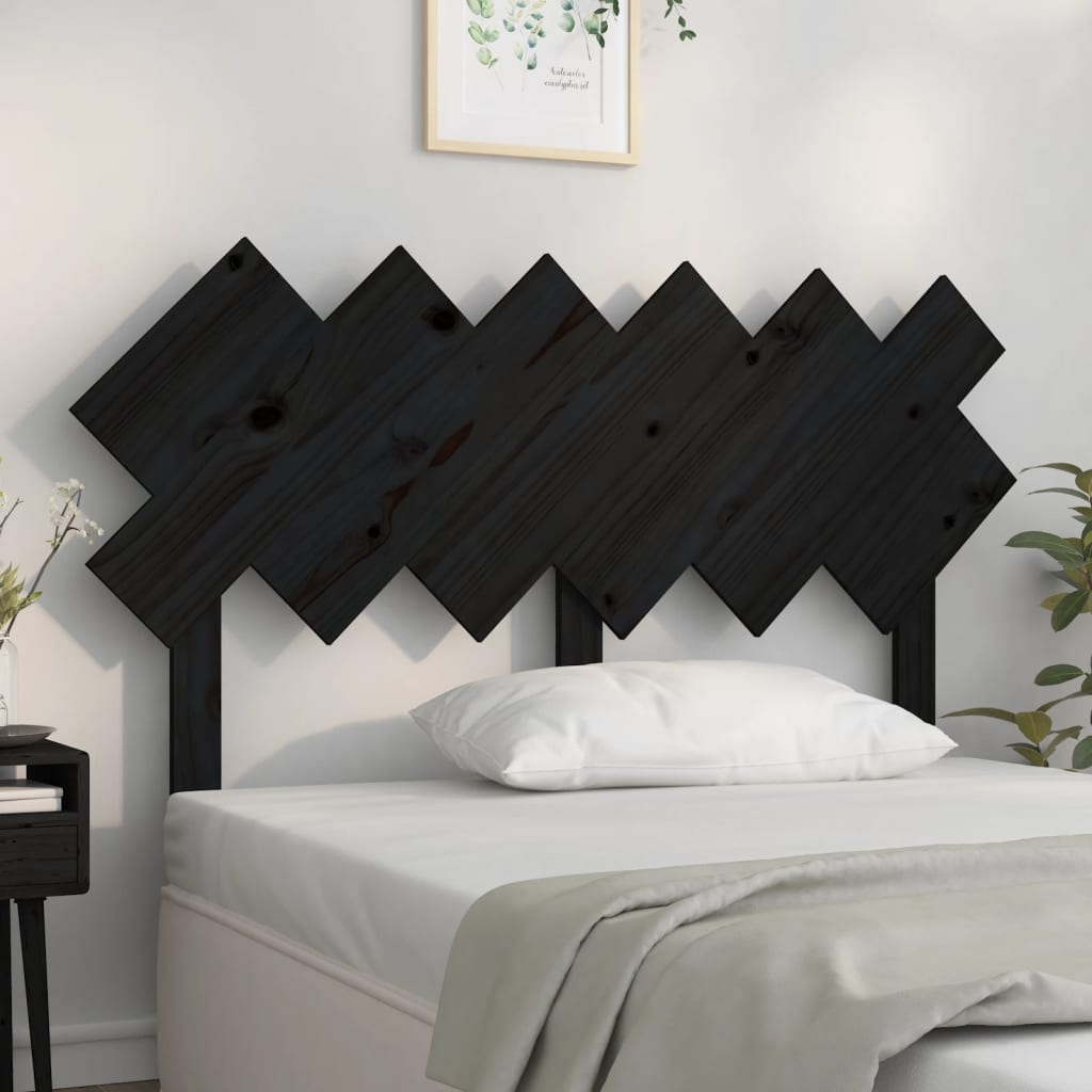 sengegærde 132x3x81 cm massivt fyrretræ sort