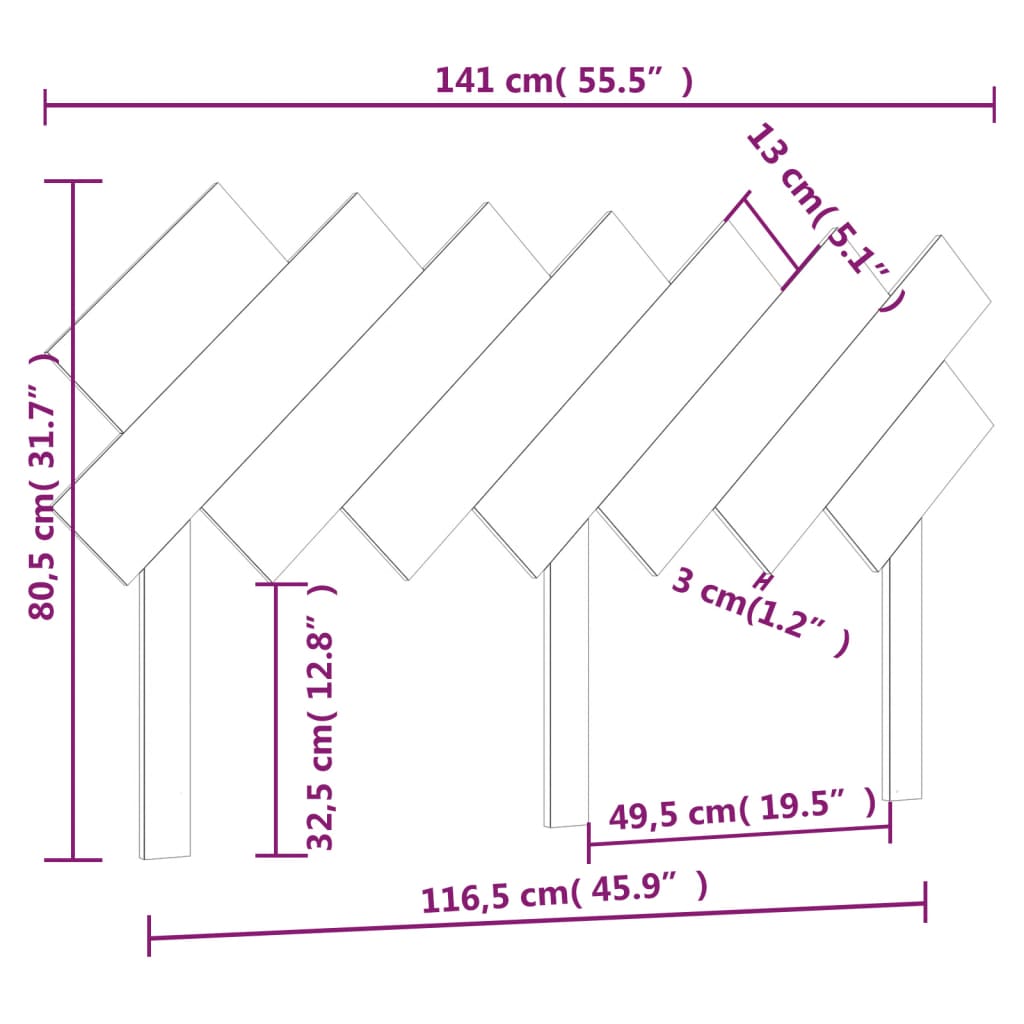 sengegavl 141x3x80,5 cm massivt fyrretræ hvid