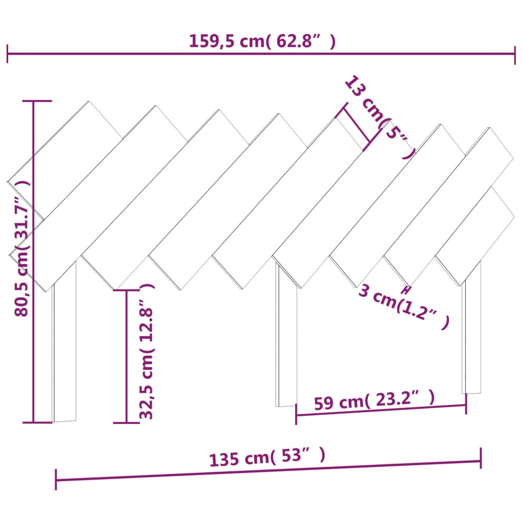 sengegærde 159,5x3x80,5 cm massivt fyrretræ grå