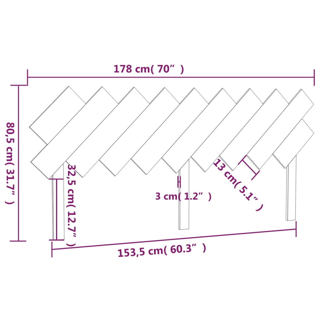 sengegærde 178x3x80,5 cm massivt fyrretræ