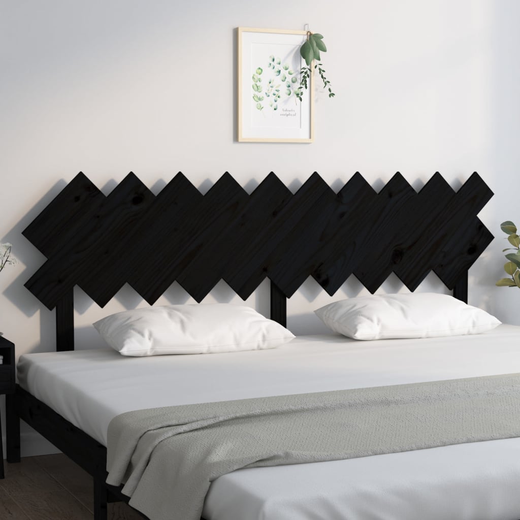 sengegærde 196x3x80,5 cm massivt fyrretræ sort