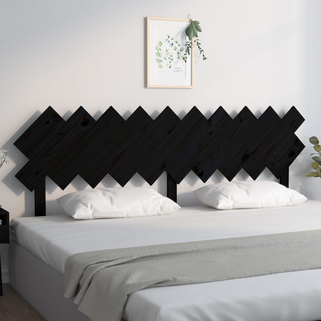 sengegærde 196x3x80,5 cm massivt fyrretræ sort