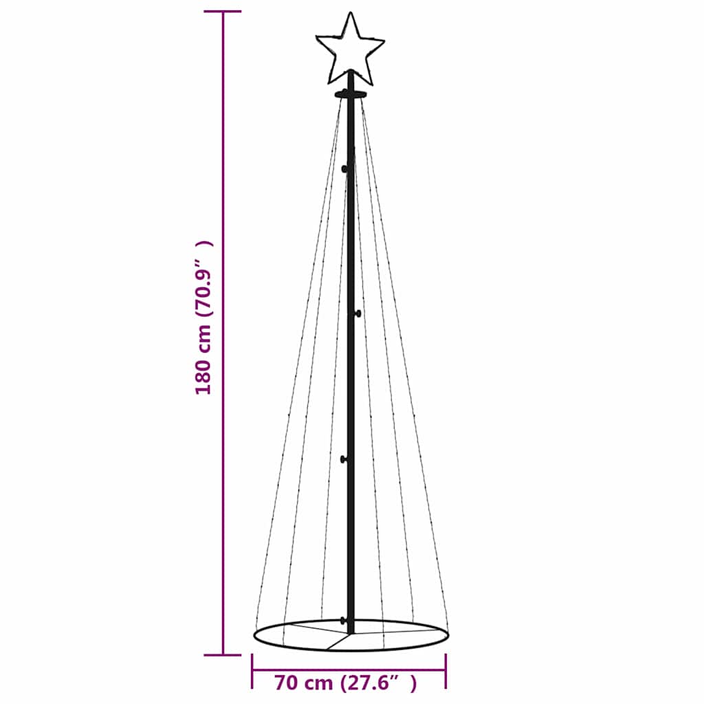 kegleformet juletræ 108 LED'er 70x180 cm varm hvid