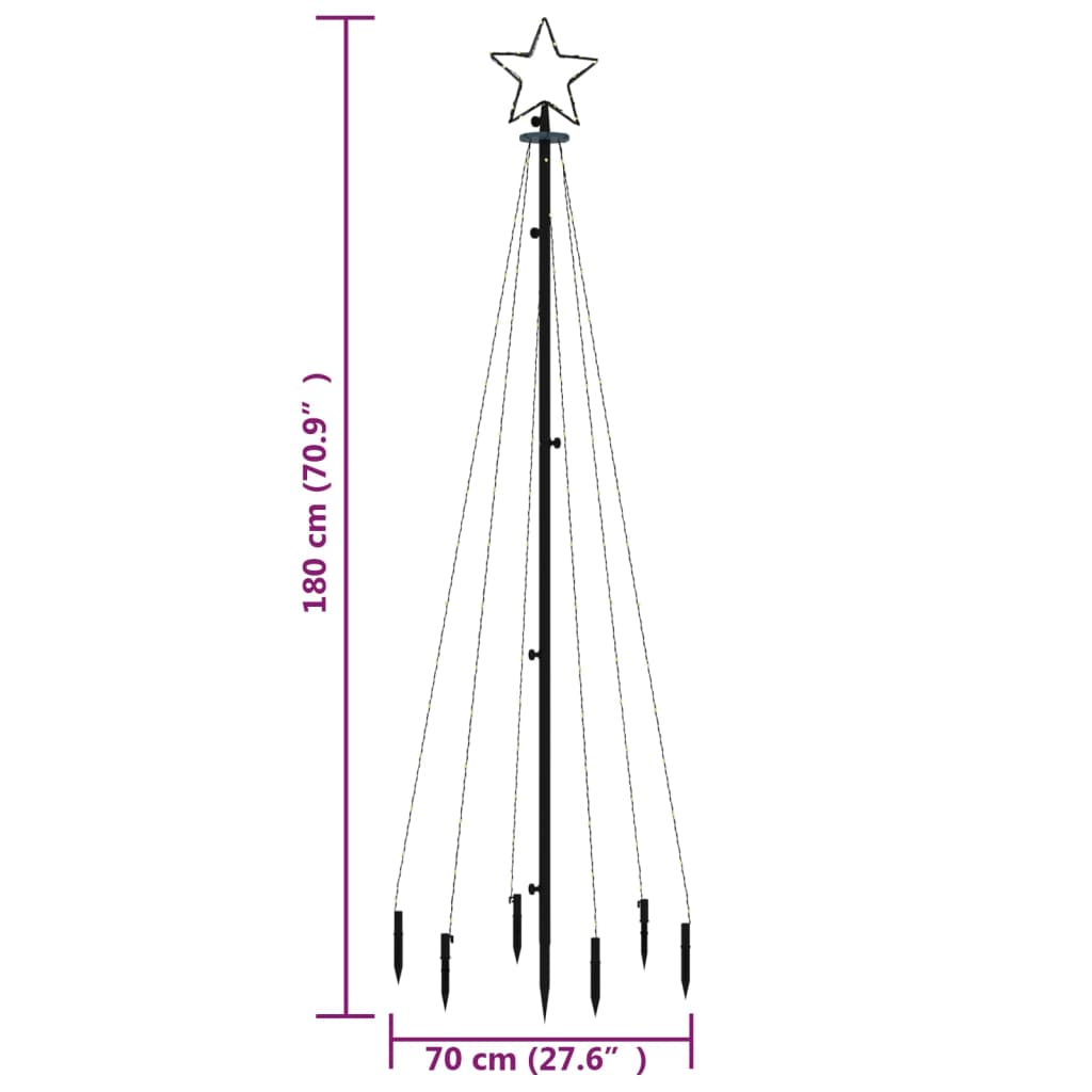 juletræ med spyd 108 LED'er 180 cm varmt hvidt lys