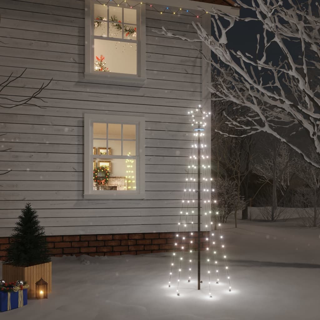 juletræ med spyd 108 LED'er 180 cm koldt hvidt lys