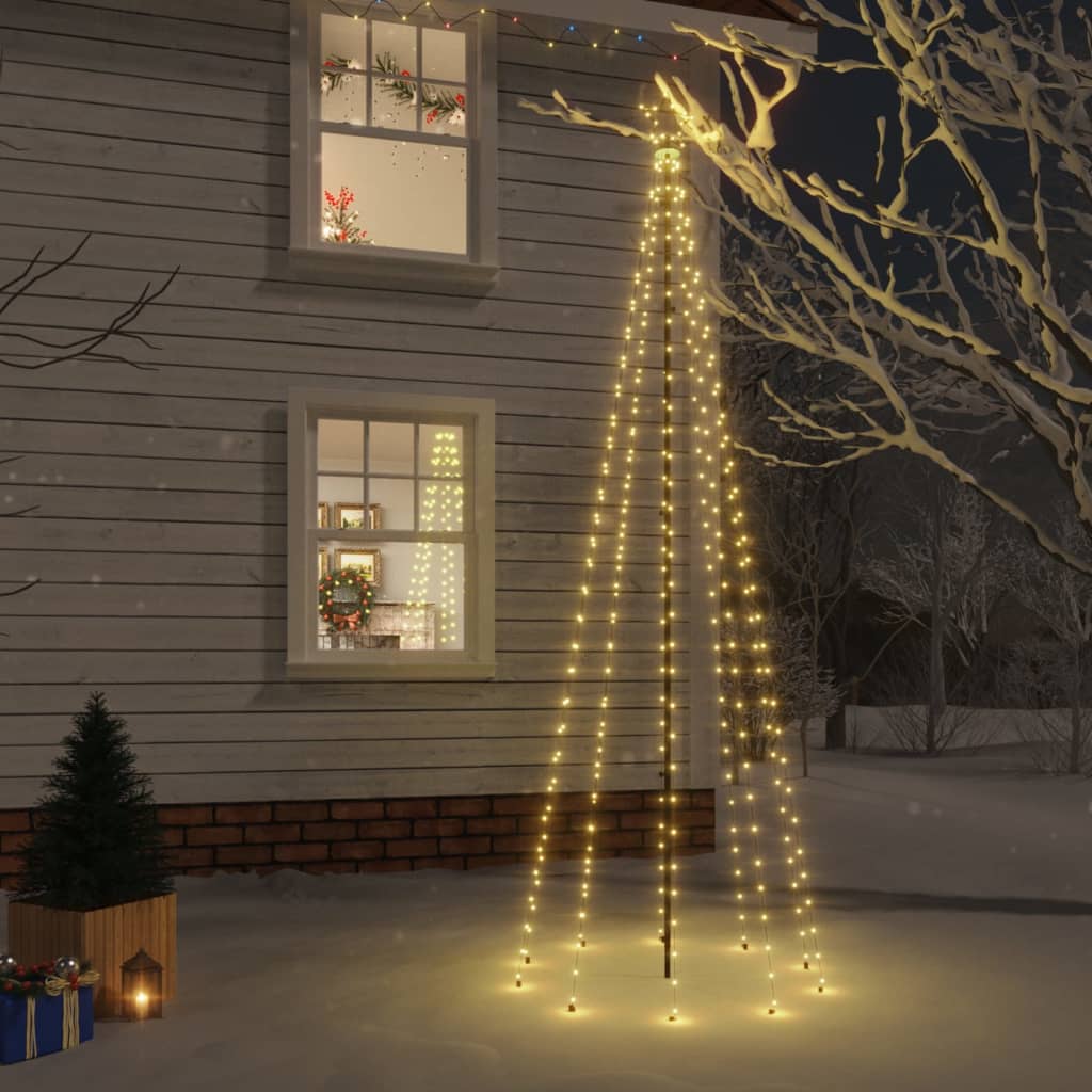 juletræ med spyd 310 LED'er 300 cm varmt hvidt lys