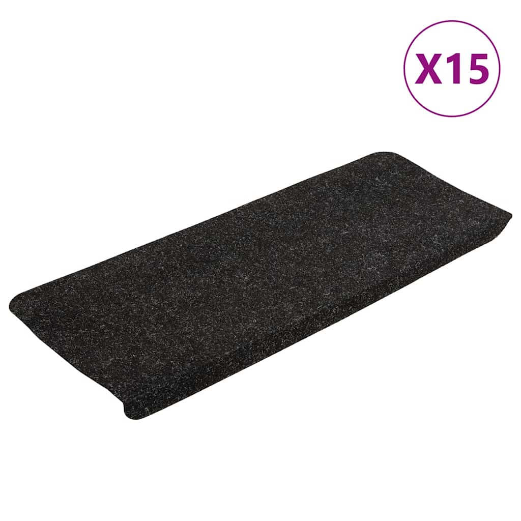 selvklæbende trappemåtter 15 stk. 65x24,5x3,5 cm antracitgrå