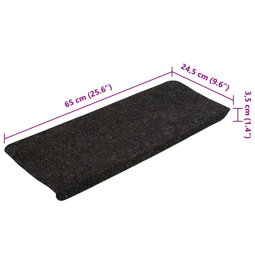 selvklæbende trappemåtter 15 stk. 65x24,5x3,5 cm antracitgrå