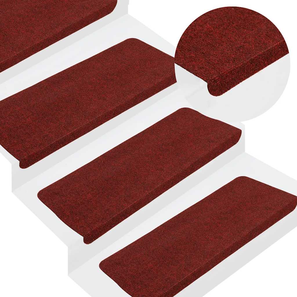 selvklæbende trappemåtter 15 stk. 65x24,5x3,5 cm rød