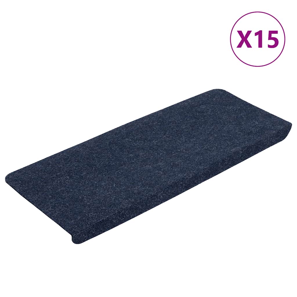 selvklæbende trappemåtter 15 stk. 65x24,5x3,5 cm blå