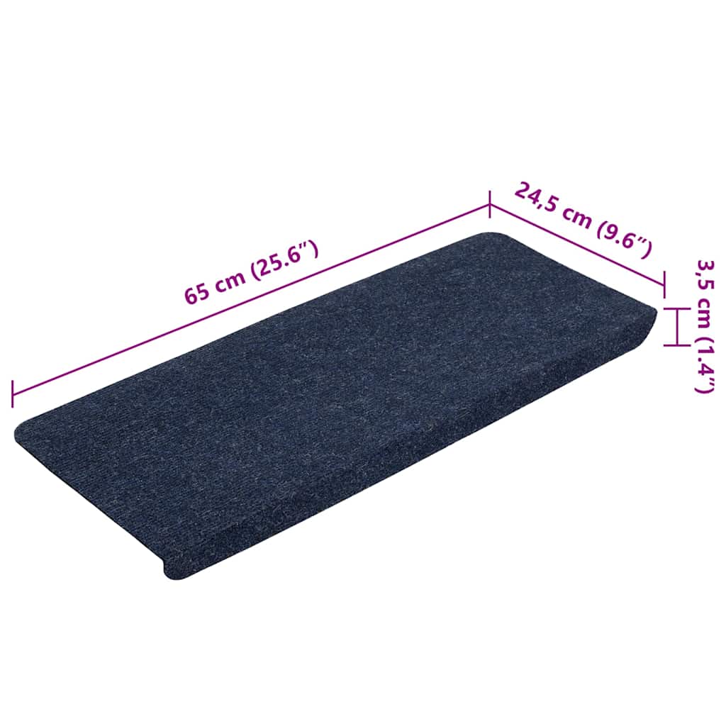 selvklæbende trappemåtter 15 stk. 65x24,5x3,5 cm blå