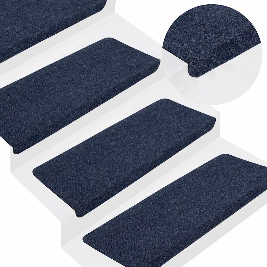 selvklæbende trappemåtter 15 stk. 65x24,5x3,5 cm blå