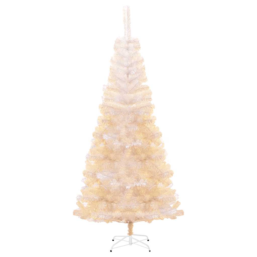 kunstigt juletræ med farverige grene 180 cm PVC hvid