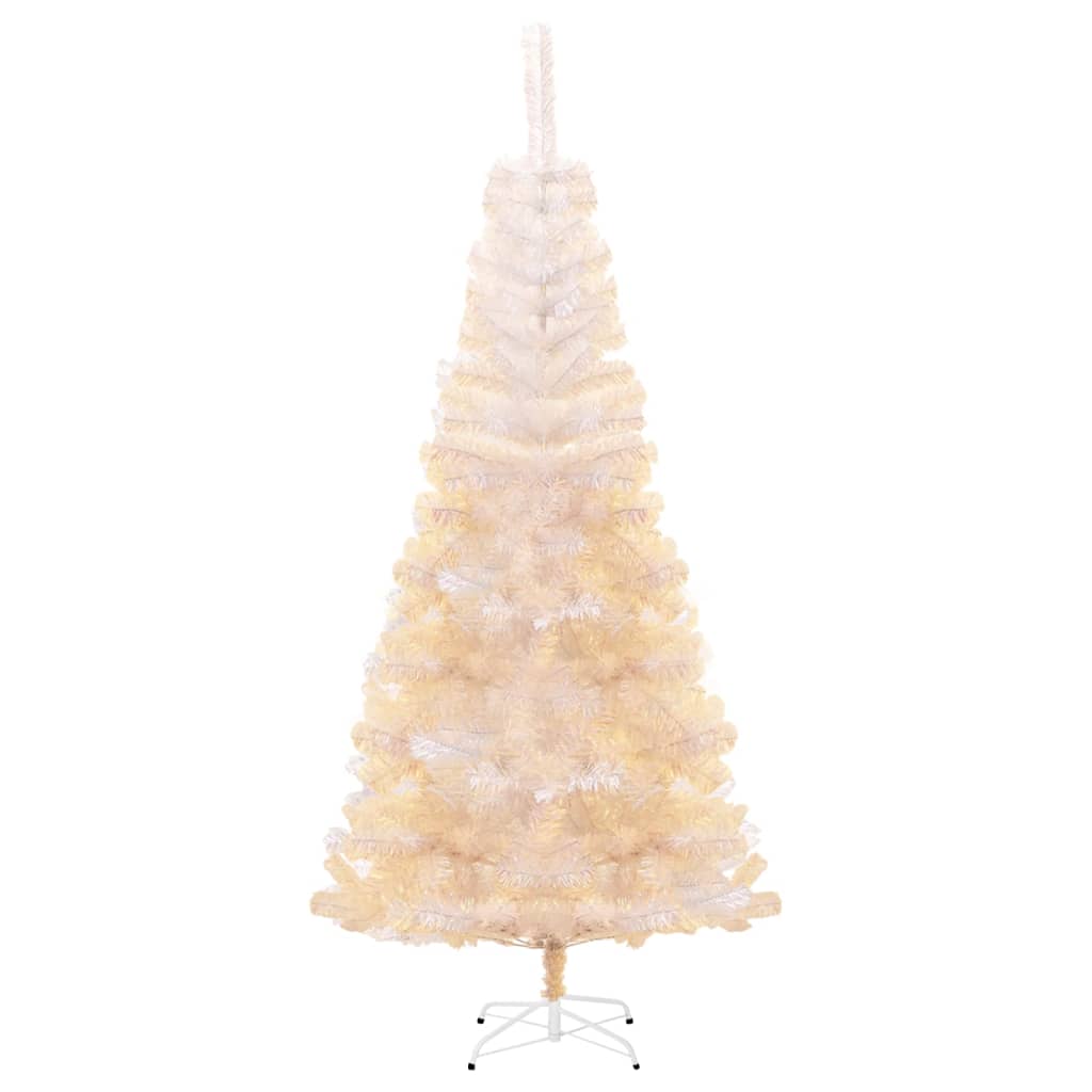 kunstigt juletræ med farverige grene 240 cm PVC hvid