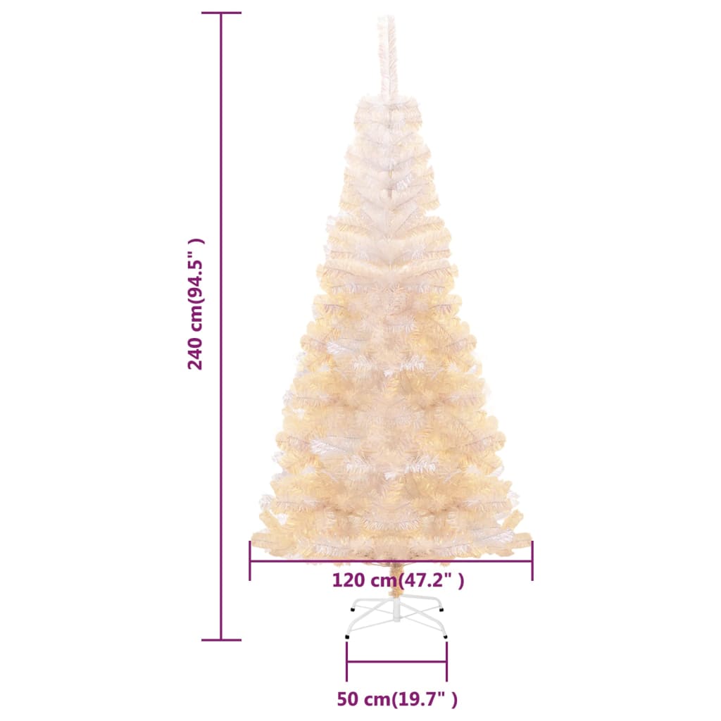 kunstigt juletræ med farverige grene 240 cm PVC hvid