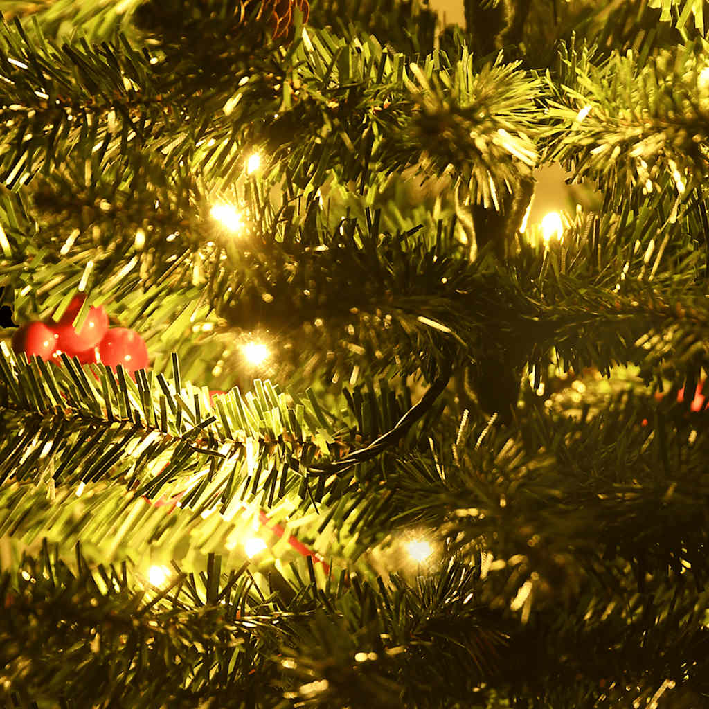 kunstige juletræer 2 stk. med krans + guirlande og LED'er