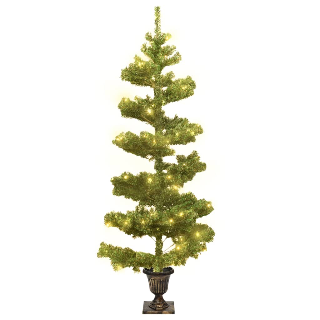 juletræ med lys og potte PVC 120 cm grøn
