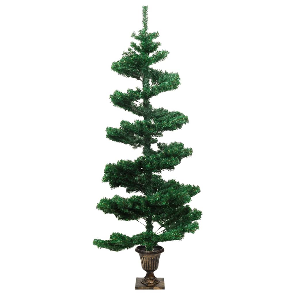 juletræ med lys og potte PVC 120 cm grøn