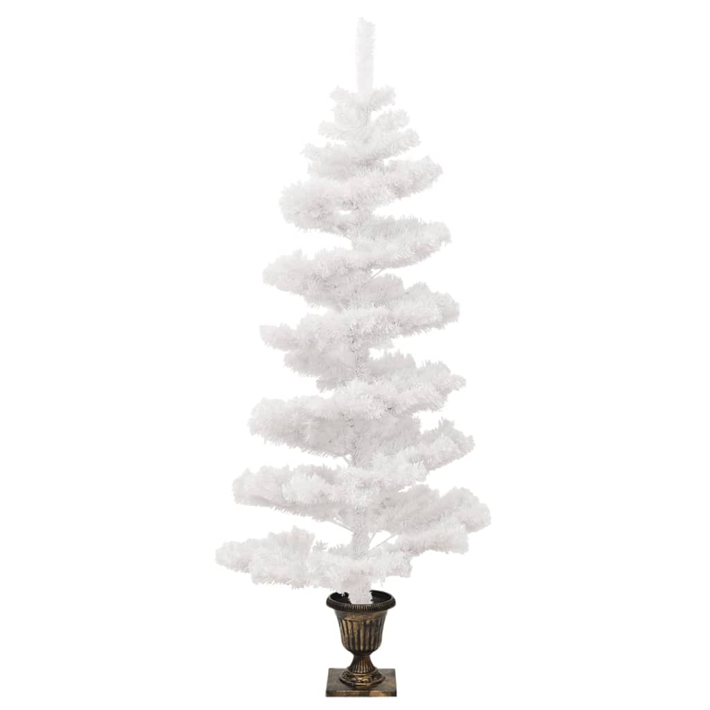 juletræ med lys og potte PVC 120 cm hvid