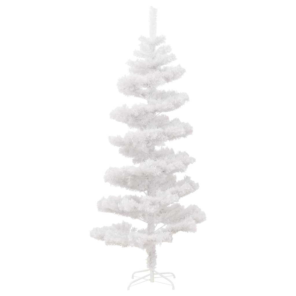 juletræ med lys og juletræsfod PVC 150 cm hvid