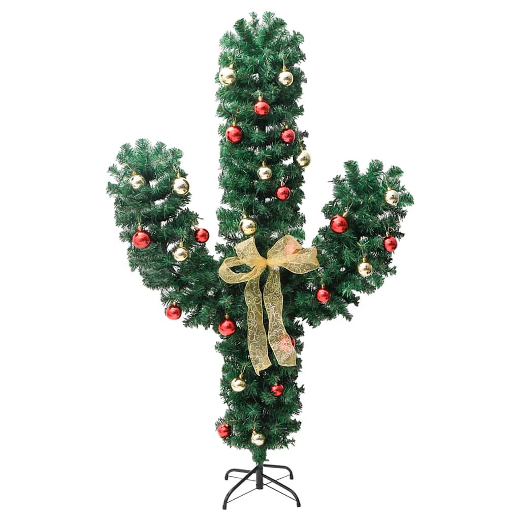 julekaktus med fod og LED-lys 180 cm PVC grøn
