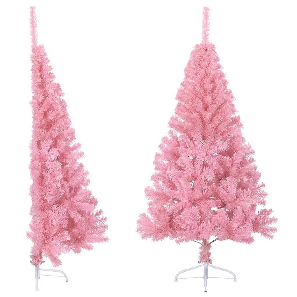 kunstigt halvt juletræ med juletræsfod 120 cm PVC pink
