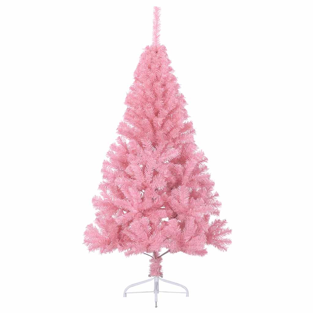 kunstigt halvt juletræ med juletræsfod 120 cm PVC pink