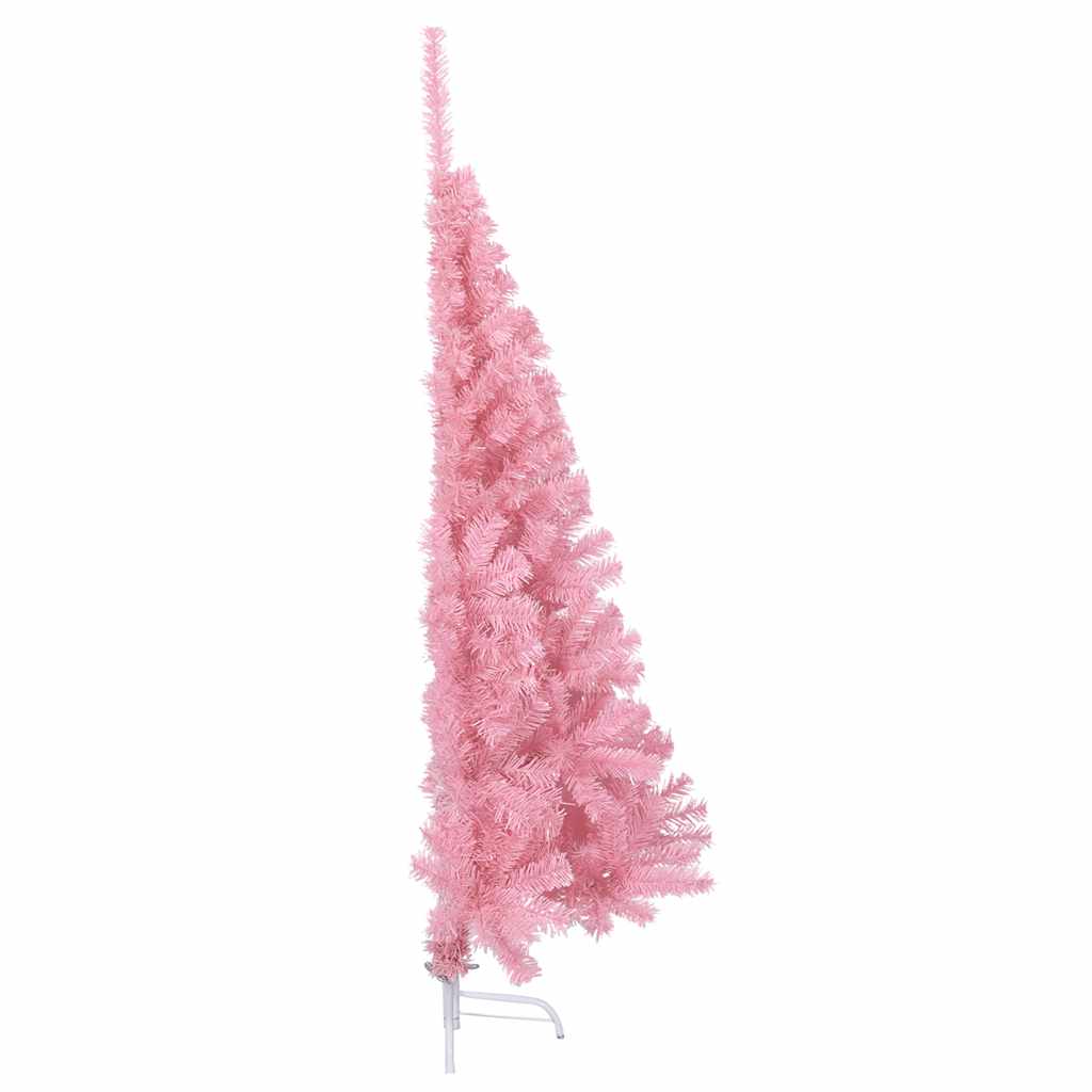 kunstigt halvt juletræ med juletræsfod 120 cm PVC pink