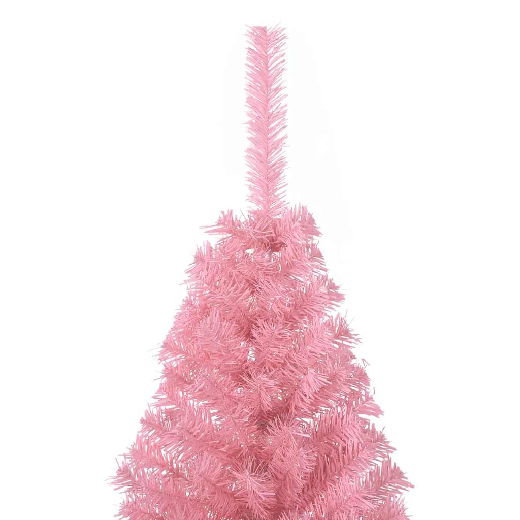 kunstigt halvt juletræ med juletræsfod 120 cm PVC pink