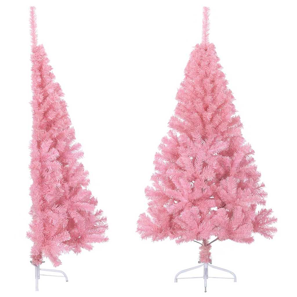 kunstigt halvt juletræ med juletræsfod 150 cm PVC pink