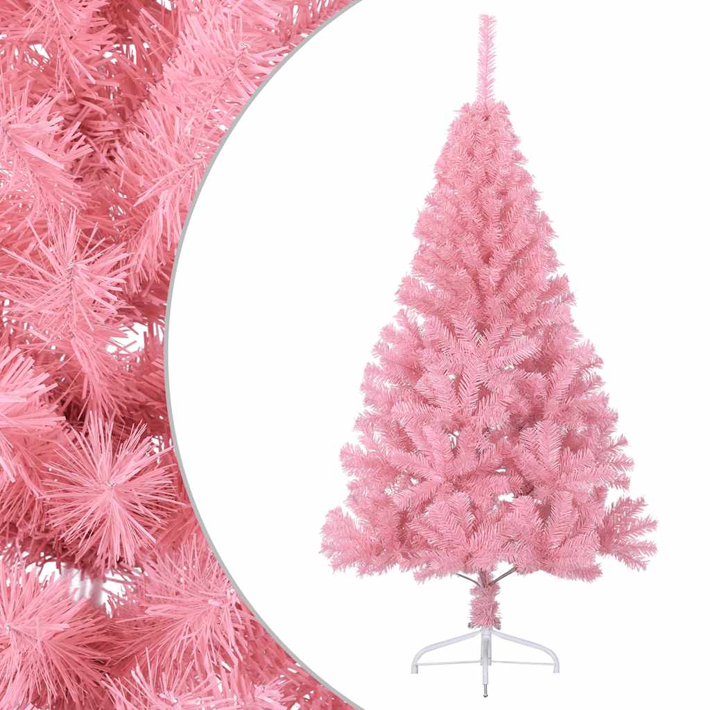 kunstigt halvt juletræ med juletræsfod 150 cm PVC pink