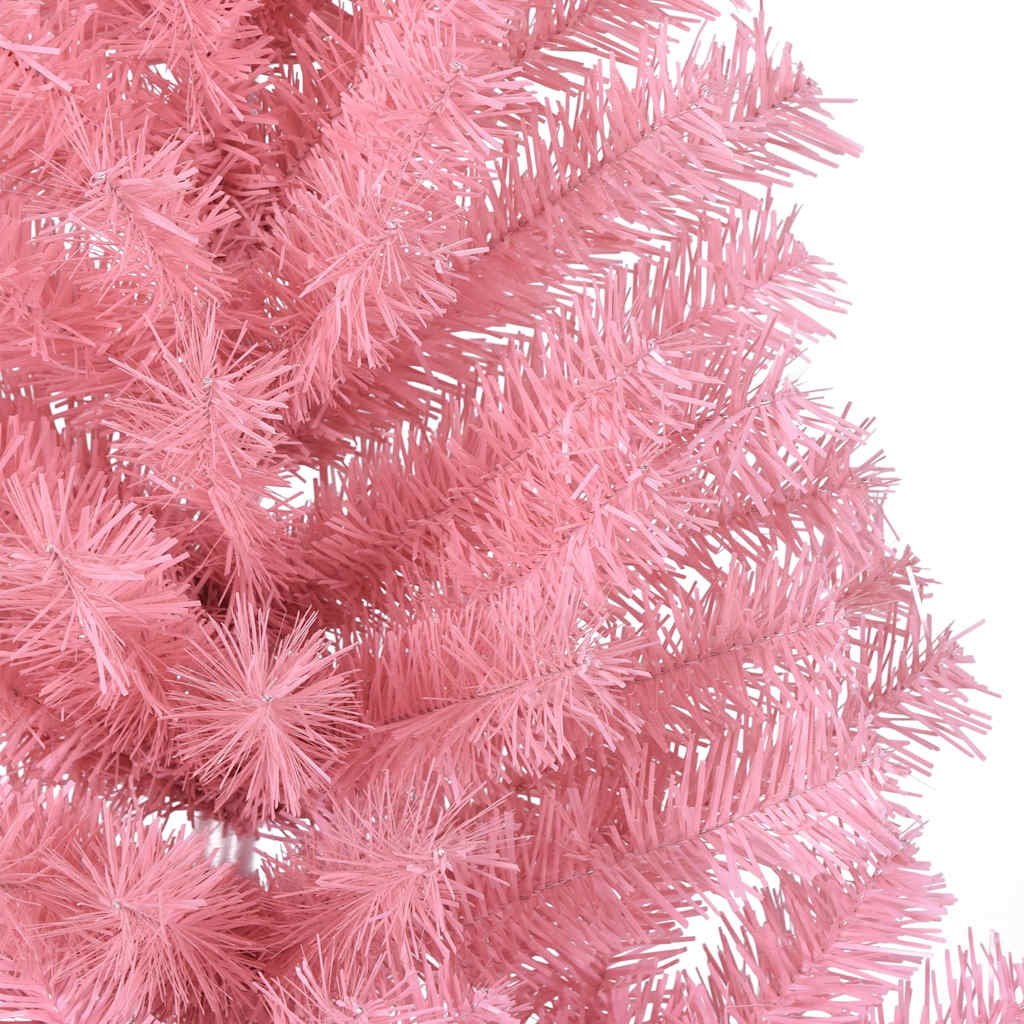 kunstigt halvt juletræ med juletræsfod 150 cm PVC pink