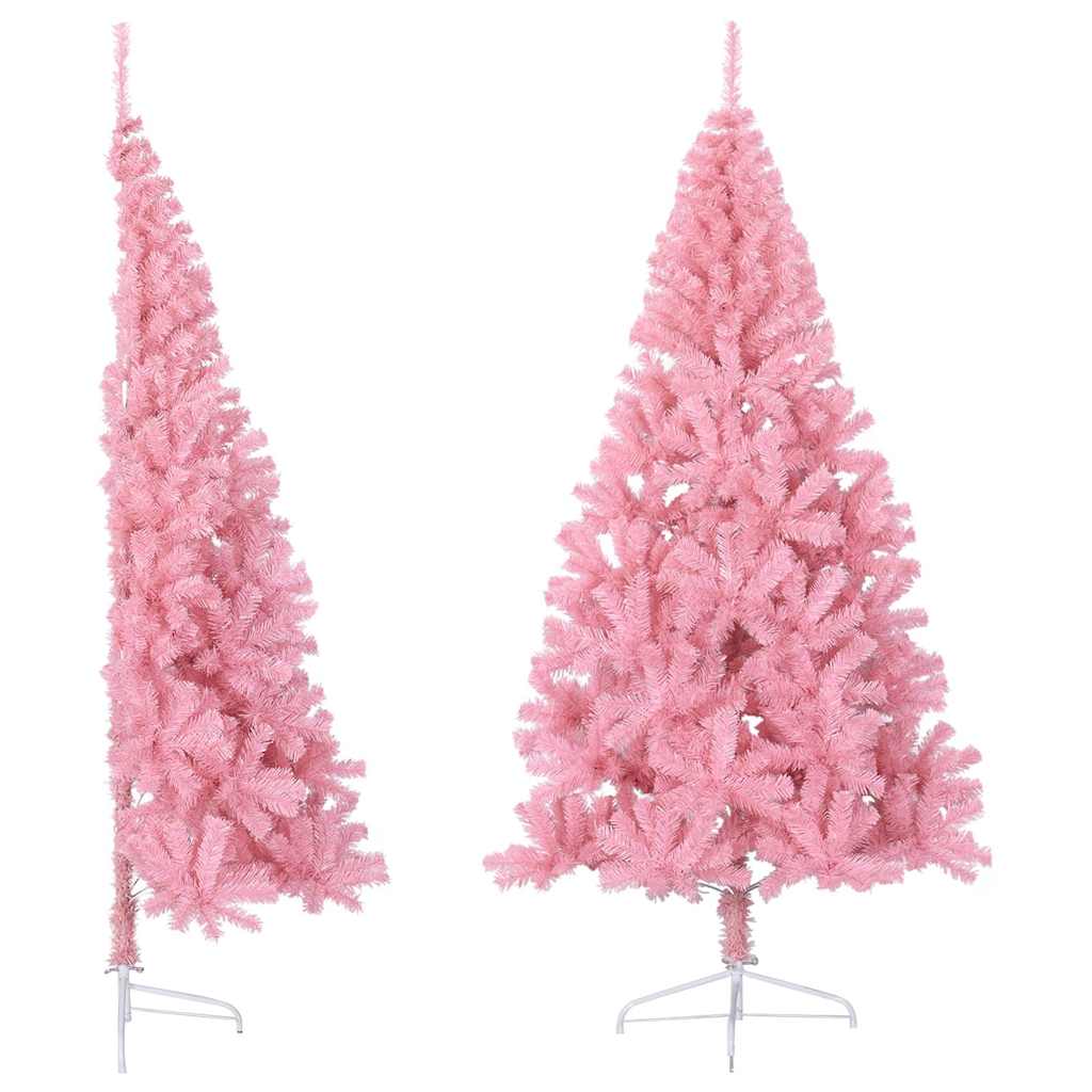 kunstigt halvt juletræ med juletræsfod 180 cm PVC pink