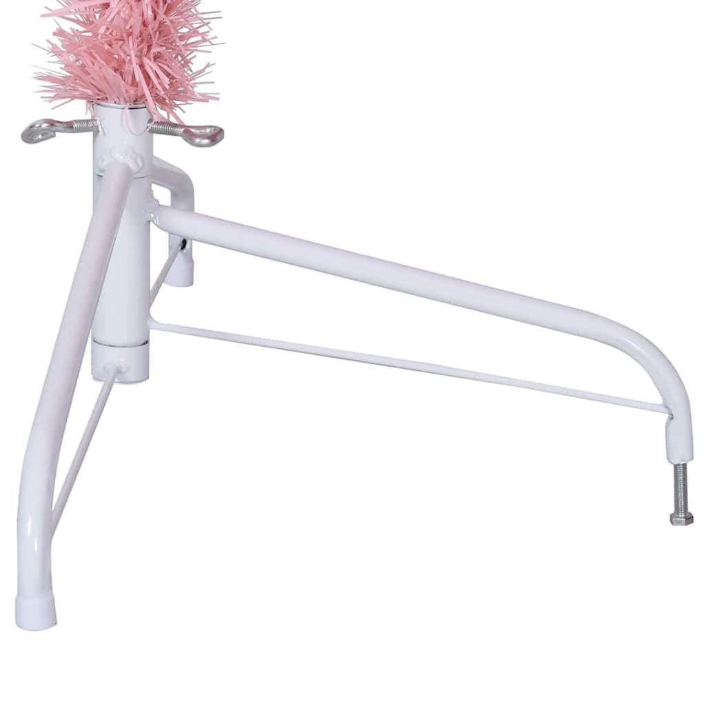 kunstigt halvt juletræ med juletræsfod 180 cm PVC pink