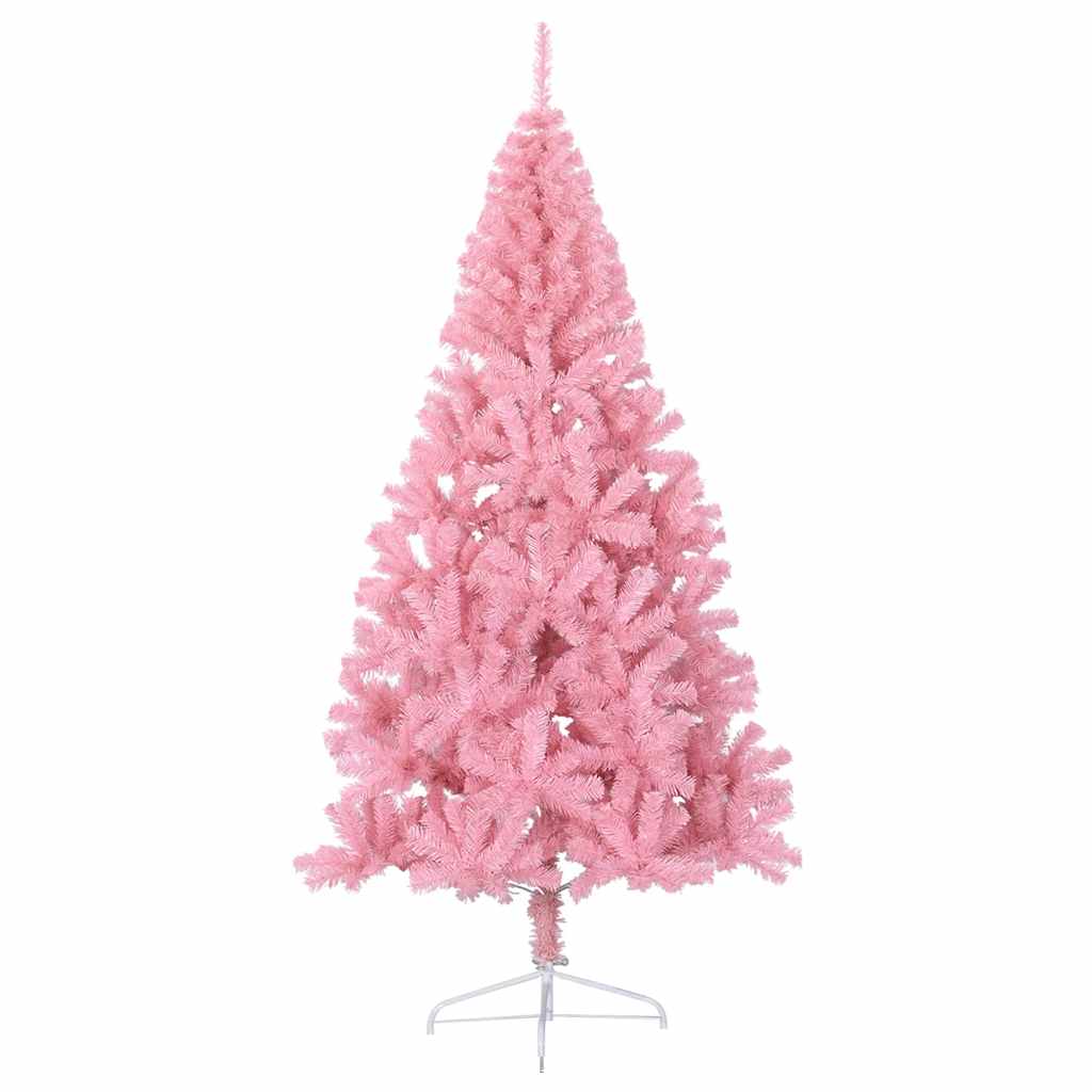 kunstigt halvt juletræ med juletræsfod 210 cm PVC pink